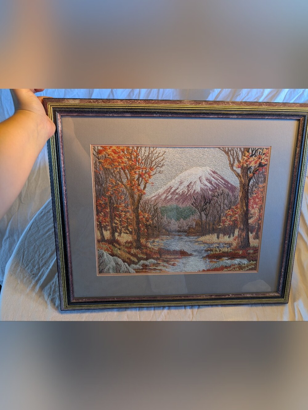 2/100$ Vintage Autumn Mountain Landscape Wall Art - Orange, Brown, Green